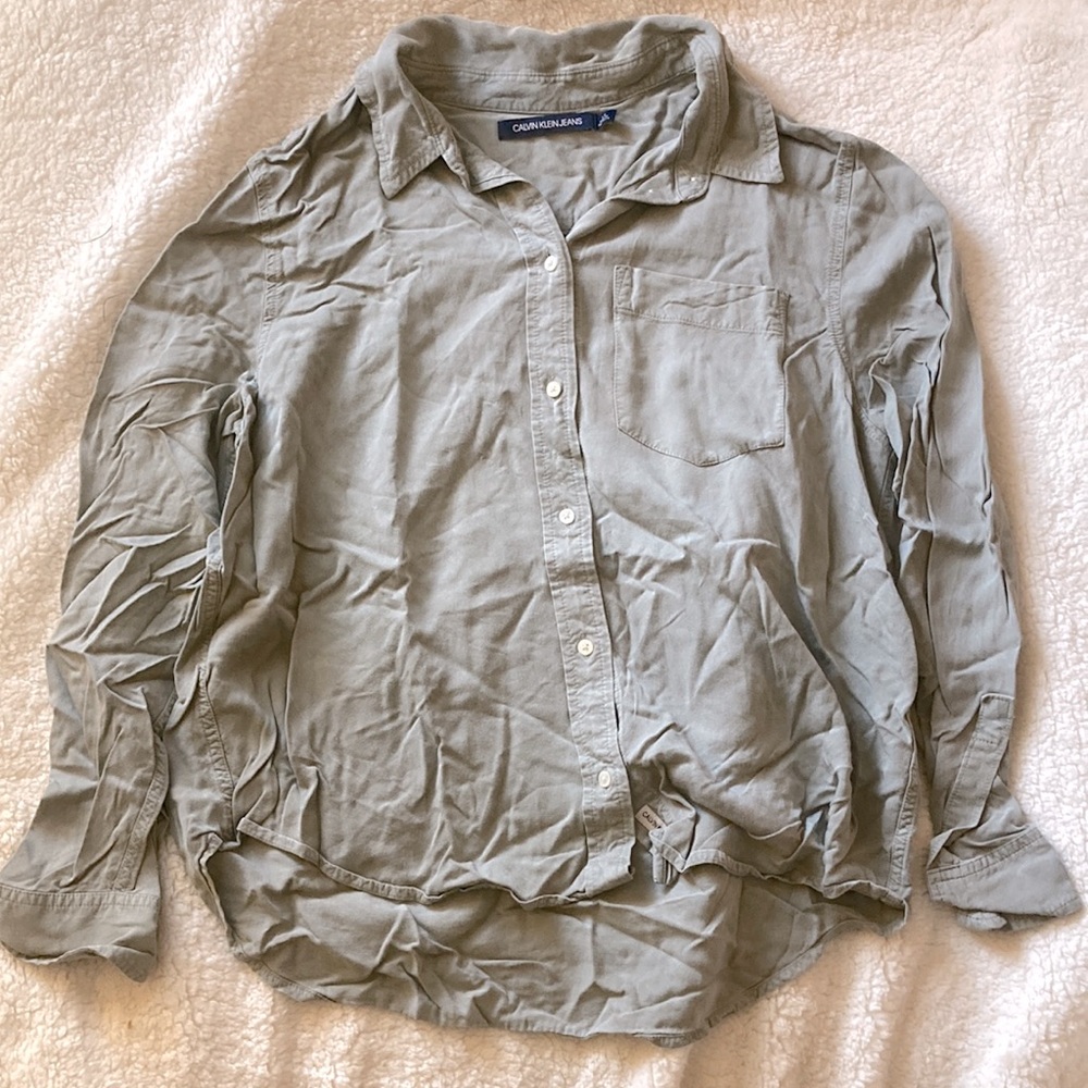 Calvin Klein Jeans womens button down grey
